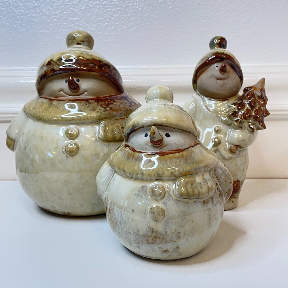Set of 3 Vintage Ceramic Snowmen